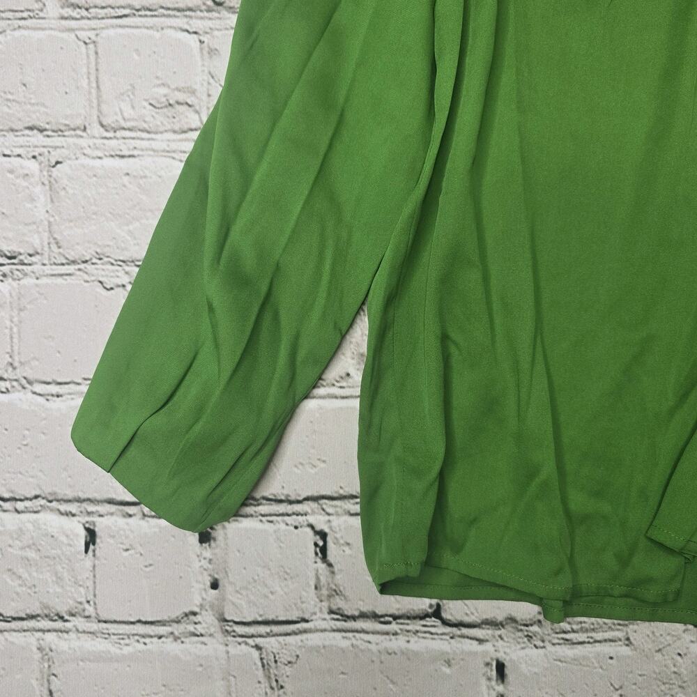 Talbots Petite Silk Parakeet Green Pleated Accent Relaxed Fit Blouse Size 12P - Picture 6 of 11